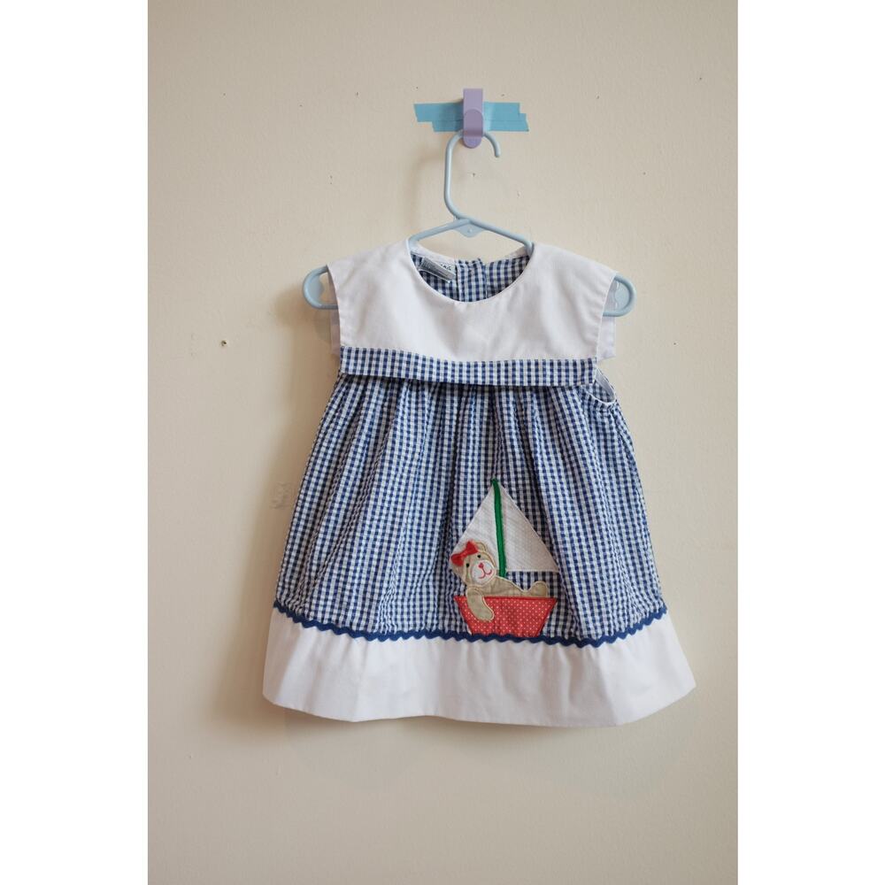 Vintage Samara Seersucker Gingham Dress with Bloomers 24 months